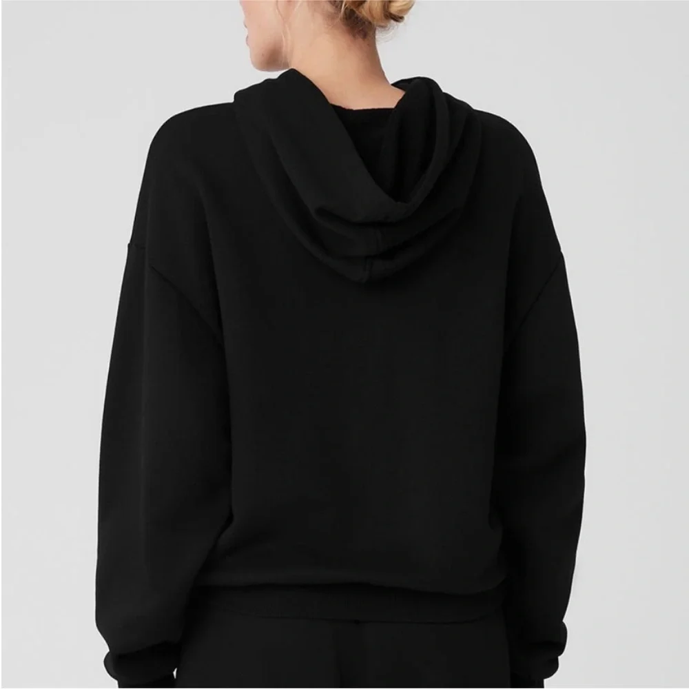 ALO Black Accolade Hoodie Sweatshirt Medium - Picture 6 of 7